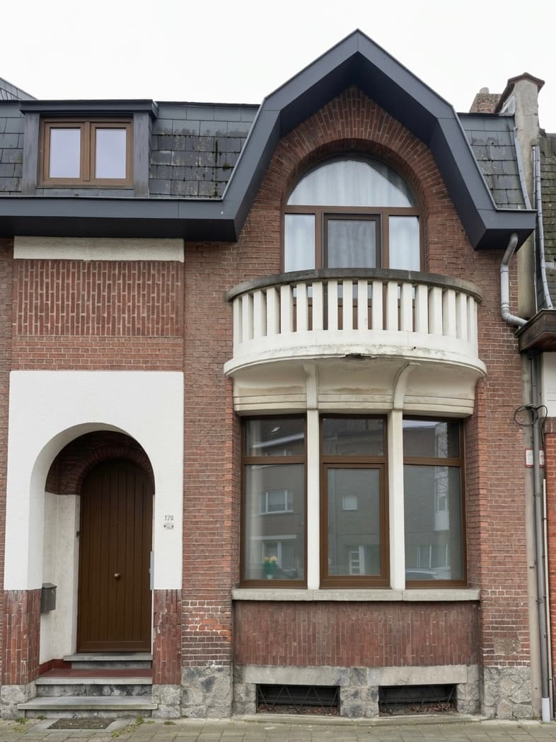 Woning vóór gevelisolatie — oude bakstenen gevel